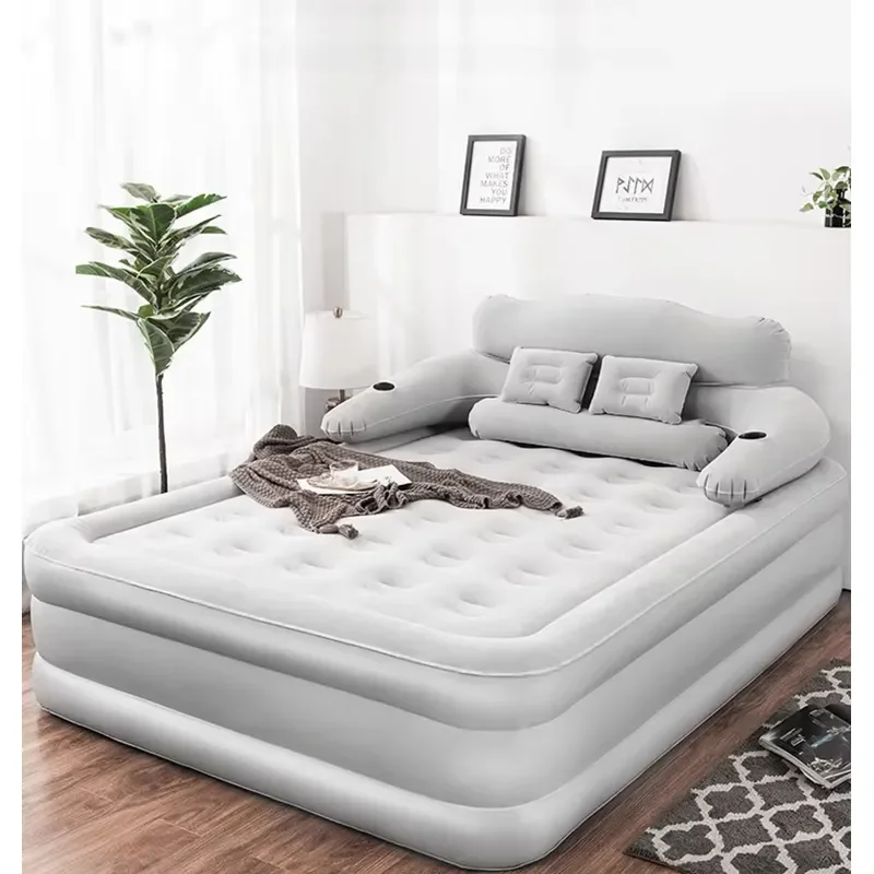 Wholesale Custom Auto Inflate Deflate King Size Thickened Foldable Inflatable Mattress with Built-in Pump for Home Camping
