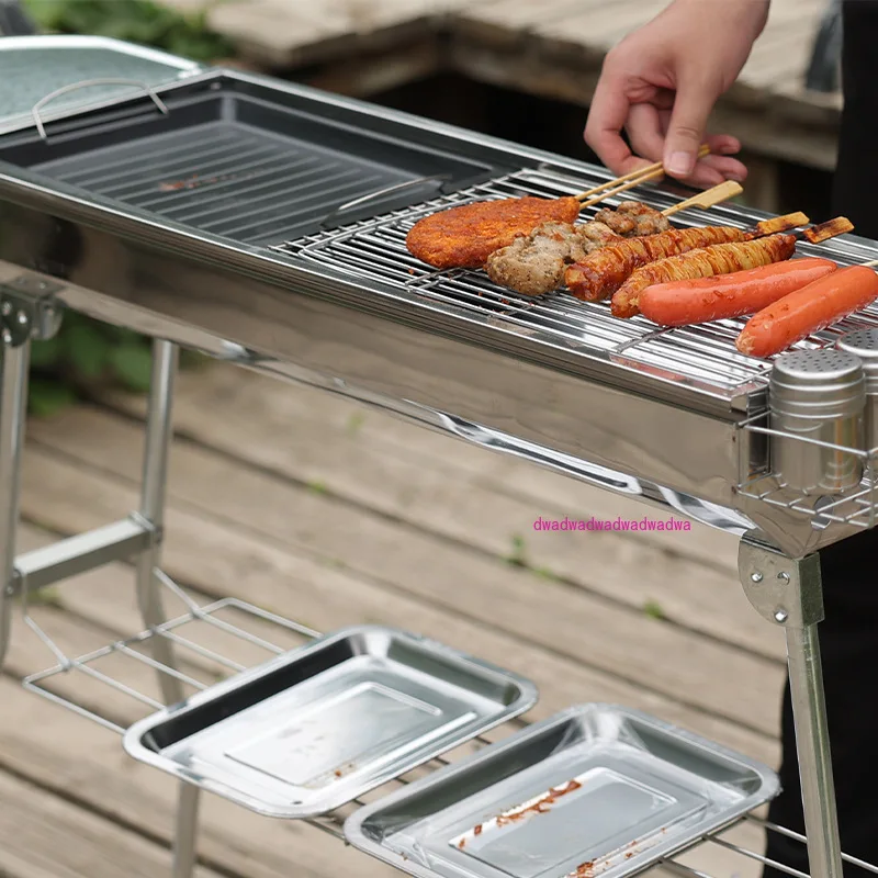 

Stainless Steel Barbecue Stove Wild Charcoal Grill Large Full Barbecue Grill