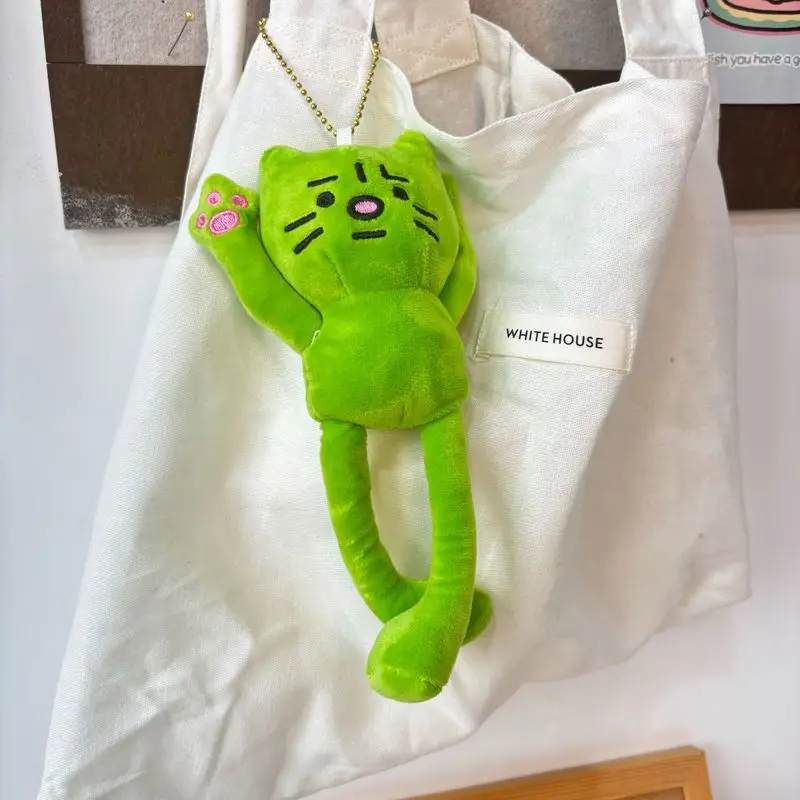 لطيف تمتد القط ألعاب من نسيج مخملي على ظهره أفخم قلادة المفاتيح الإبداعية وعصرية طويلة أرجل القط دمية هدية رائعتين #5