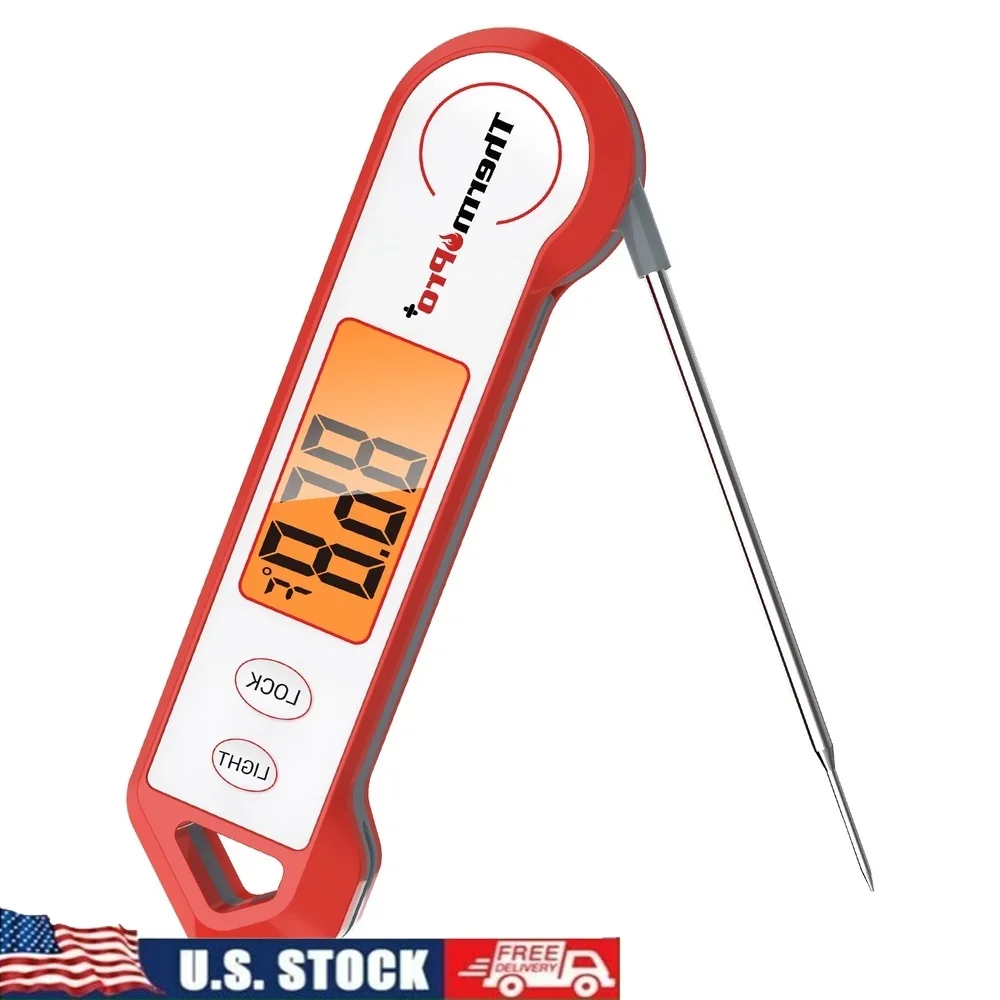 

Waterproof Meat Thermometer Instant Read Digital Grill Cooking Tool Magnetic Foldable Probe 180° Rotating LED Display Accurate