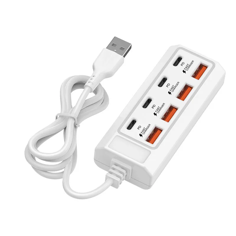 8-in-1 USB Hub Fast Charging Power Strip USB to 4 USB + 4 Type-C 25W Hub, Multi-port Fast Charging view 2