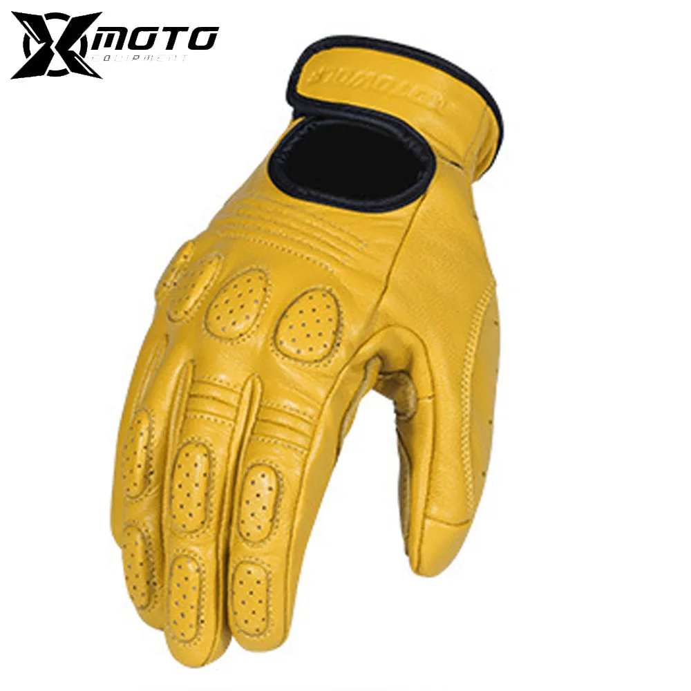 

New Vintage Motorcycle Riding Drop Gloves Breathable Biker Anti-fall Touch Screen Gloves Summer Motorbike Riding Gloves