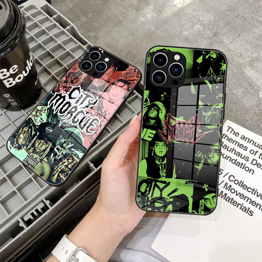 For Iphone 14 City Morgue Cerberus Phone Case Glass for IPhone 13 14 12 11Pro XR XS MAX 14 Plus SE Pro Design Glass Cover