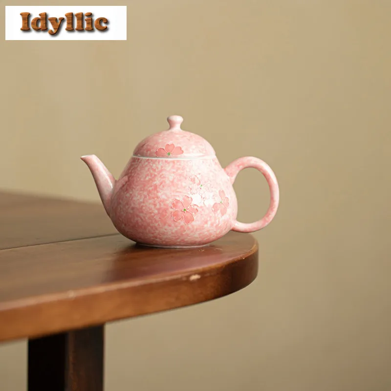 170 مللي إبريق شاي زهر الكرز المرسوم يدويًا وعاء مصفاة الشاي الياباني غلاية نقع الشاي مع ثقب الكرة خدمات الشاي الحرفية #6