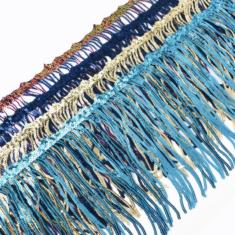 

2/5/9.5Yards 17cm Sequins Fringe Tassels Lace Trim for Latin Dress Stage Garment Decor Trimmings Fringes Sewing Crafts Materials