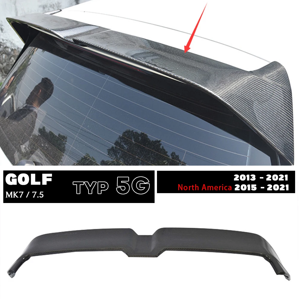 Carbon Fiber Print Rear Roof Black Windowshield Spoiler for VW Volkswagen Golf Mk7 Typ 5G 7th Generation 2013 - 2021 Hatchback