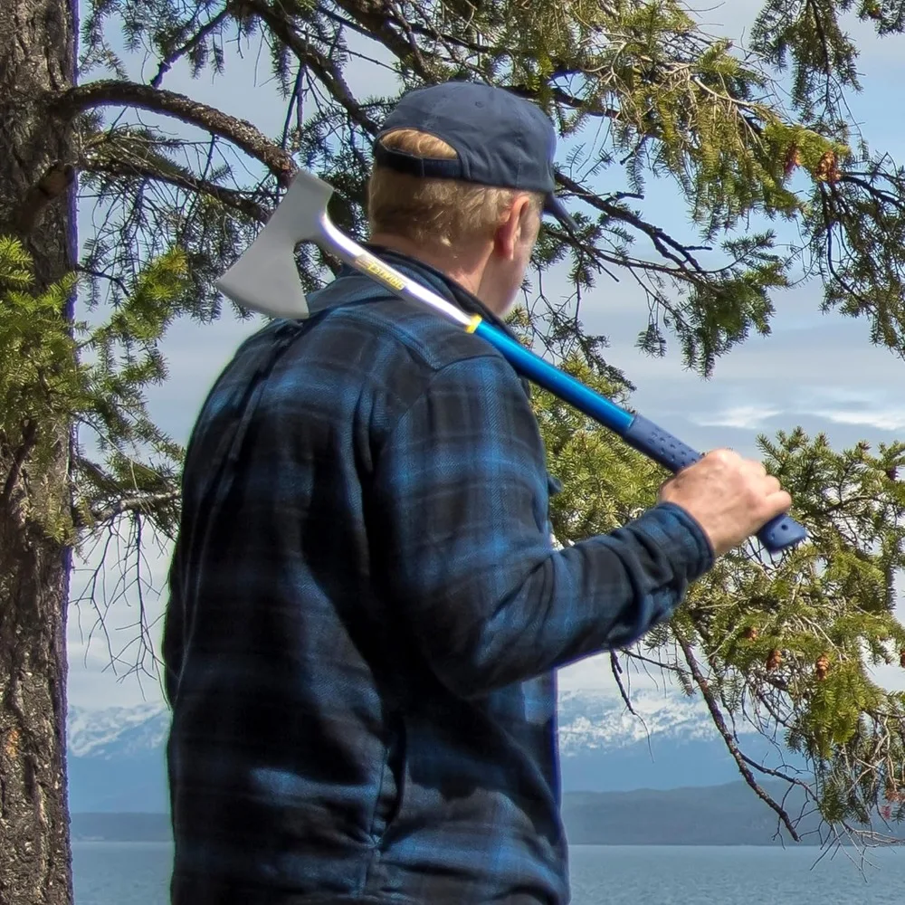 26-Inch Camping Axe with Shock Reduction Grip - All Steel Wood Splitting Tool for Outdoor Use