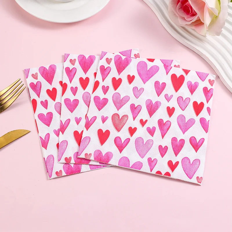 10/20pcs 33cm 2-Ply Colourful Birthday Gift Paper Love Series Napkins Valentine's Day Accompaniment Decorative Napkins