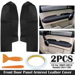 1 Pair Left & Right Car Front Door Armrest Panel Frame Covers Trims Fit for Honda CR-V CRV 2007-2012 Auto Interior Leather Black