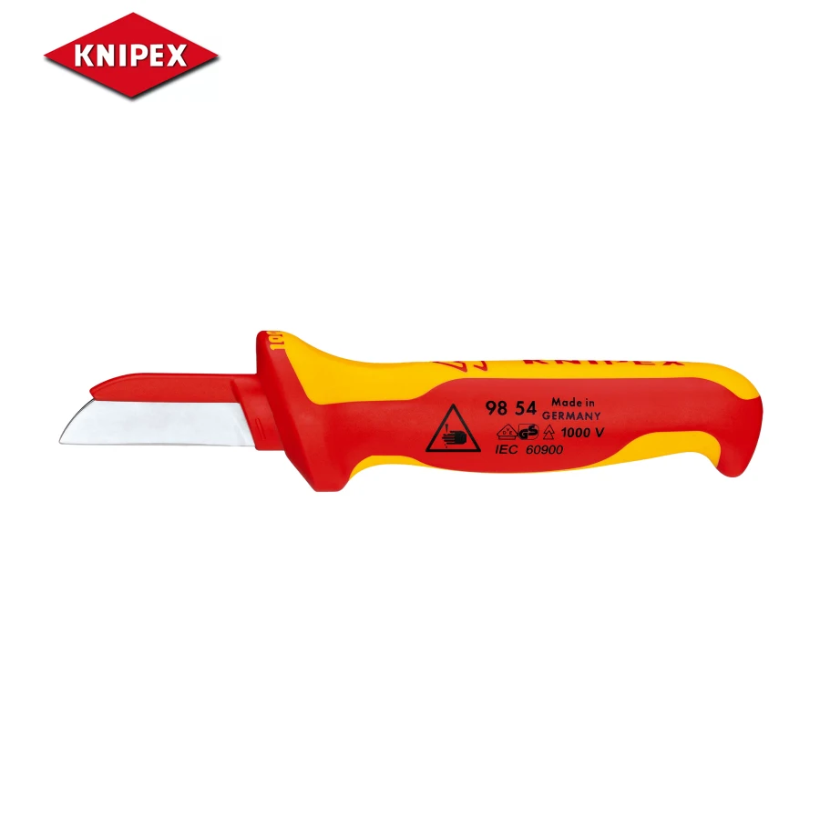 

KNIPEX 98 54 Cable Knife VDE-tested Insulated Ergonomically Design Handle Solid Blade Knife with Comfortable Slip Guard