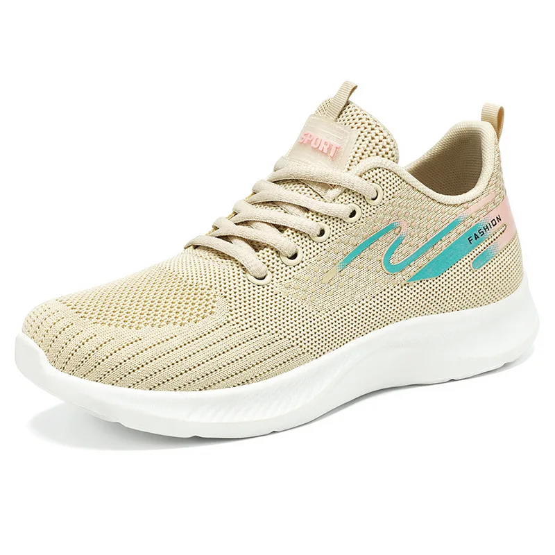 Summer mesh breathable single sports shoes for women, Korean version lace-up soft-soled running women's shoes