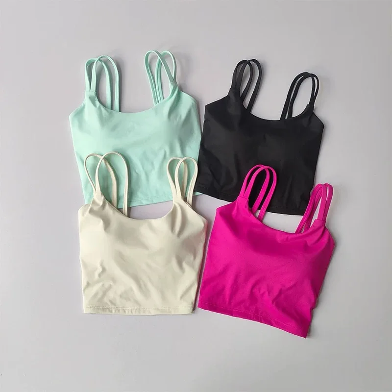 Damen All-in-One Sport-BH, stoßfest, schnelltrocknend, Yoga-Fitness-Laufweste mit Schönheitsrücken-Design für das Training – Detail 5