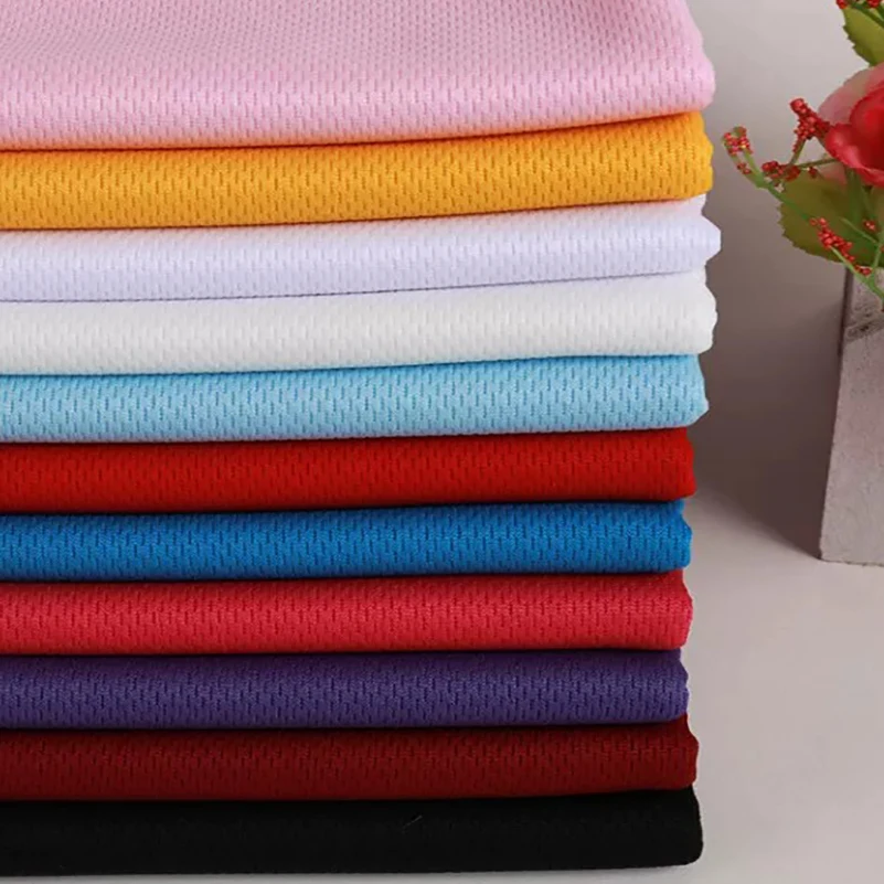 100% Polyester Bird Eye Mesh Knit Fabric Breathable Moisture Wicking Quick Dry Cloth for Sports T-shirt Basketball Jersey Half