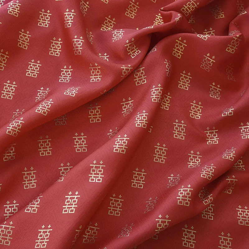 

Red Double Happiness Golden Thread Embroidery Yarn-Dyed Fabric Chinese-Style Festive Kids Padded Coat & Qipao Vest for New Year