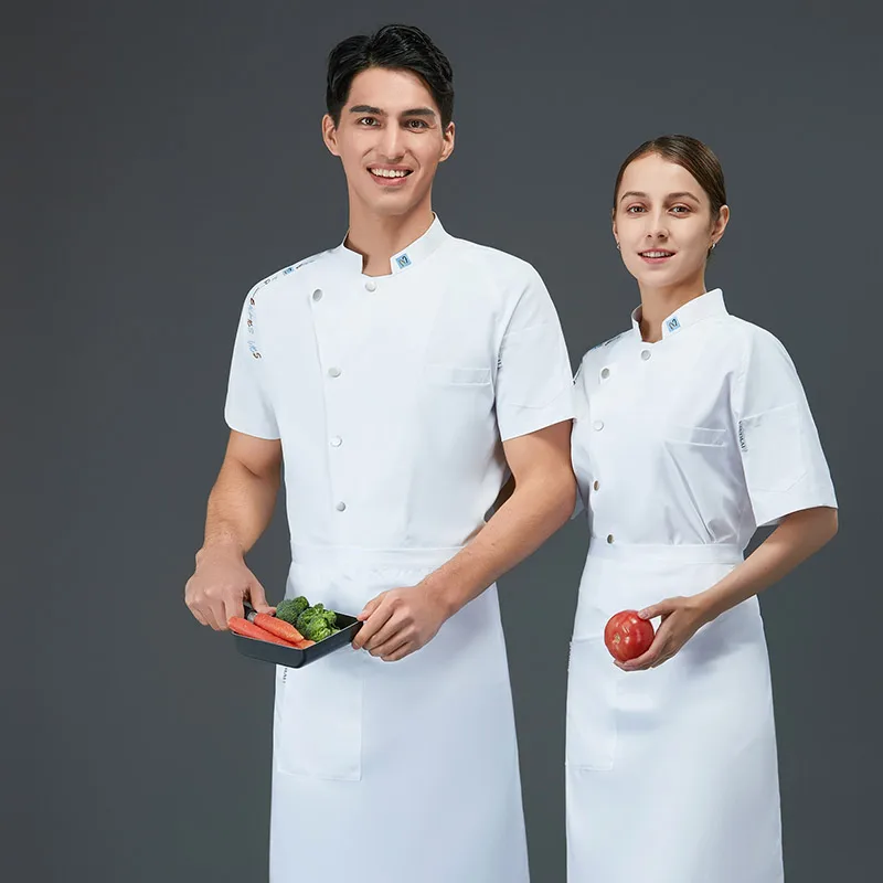 Рабочая одежда для пекарни, мужская рубашка для шеф-повара, куртка для официанта, одежда для приготовления пищи, топы, рабочая одежда