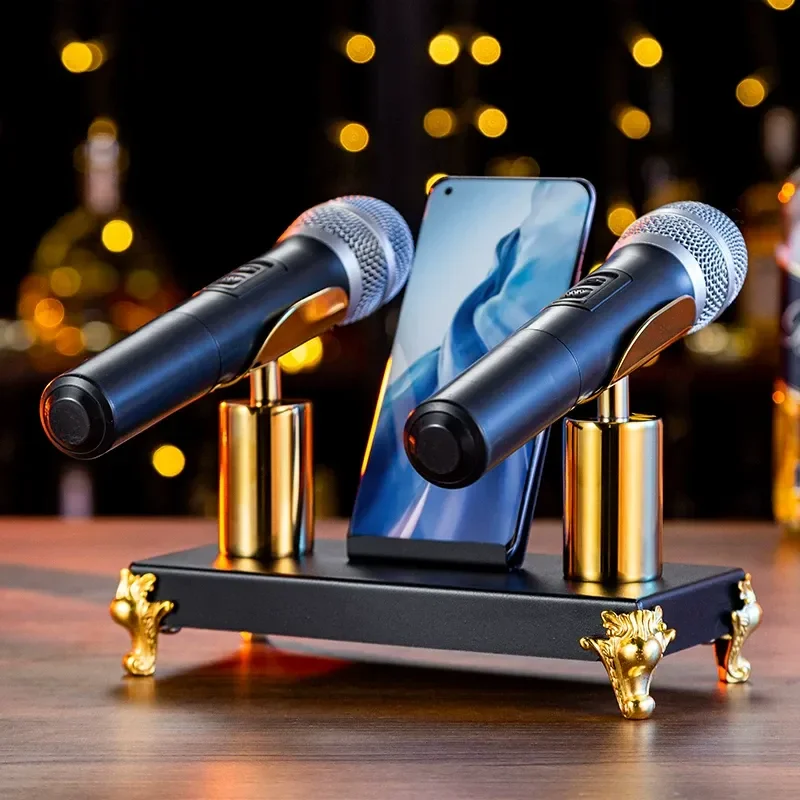 for KTV Microphone Holder European Metal Rotating Desktop Stand for Bar Club Wireless Mic