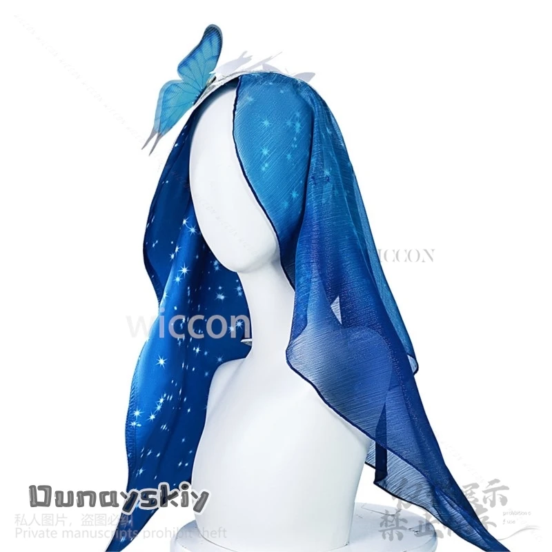 Shorekeeper 코스프레 애니메이션 게임 Wuthering Waves 의상 워터 컬러 Y2K 나비 공주 드레스 불규칙한 레이스 맞춤형