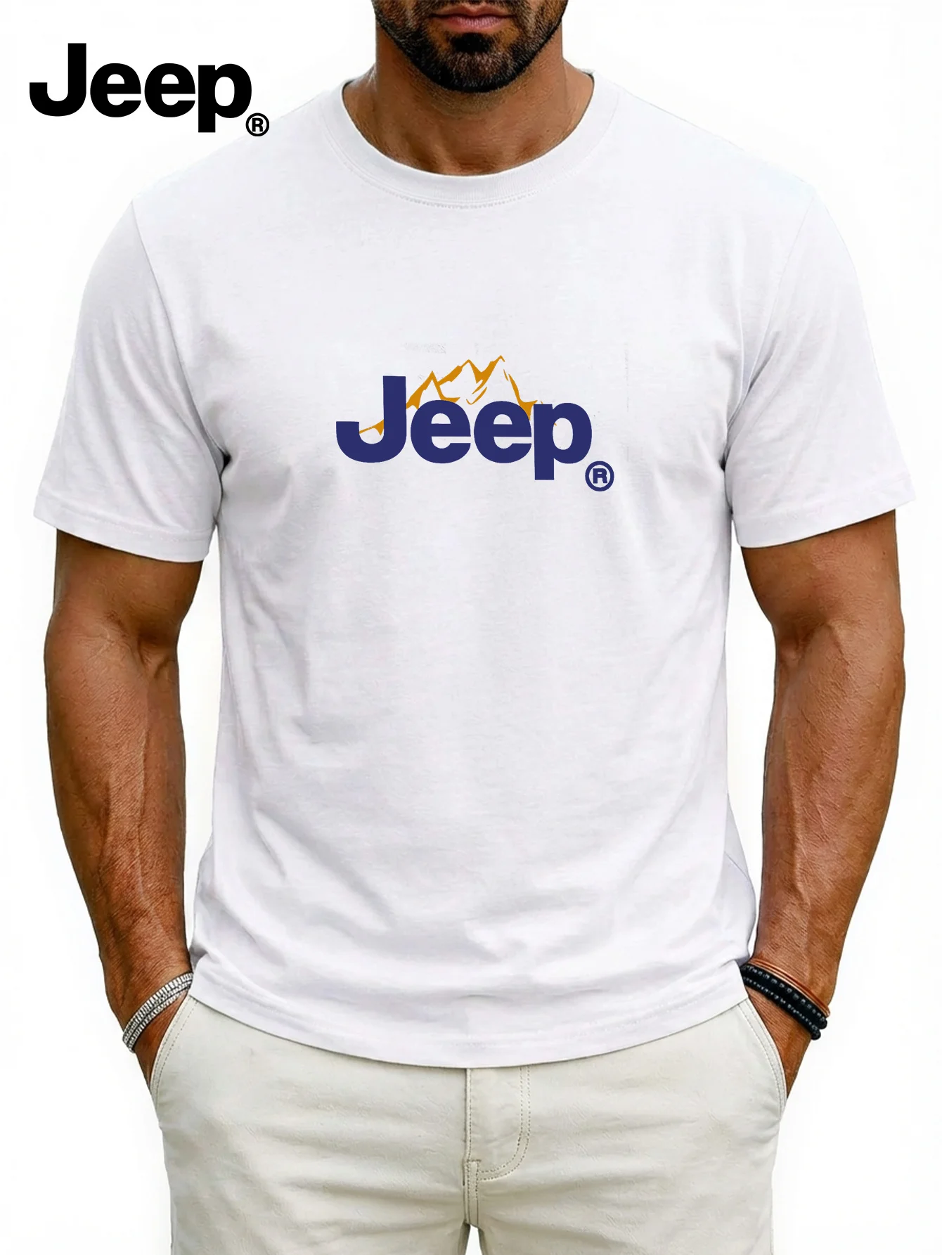 

Мужская спортивная футболка Jeep, дышащая, с коротким рукавом, высокого качества, удобная, повседневная футболка