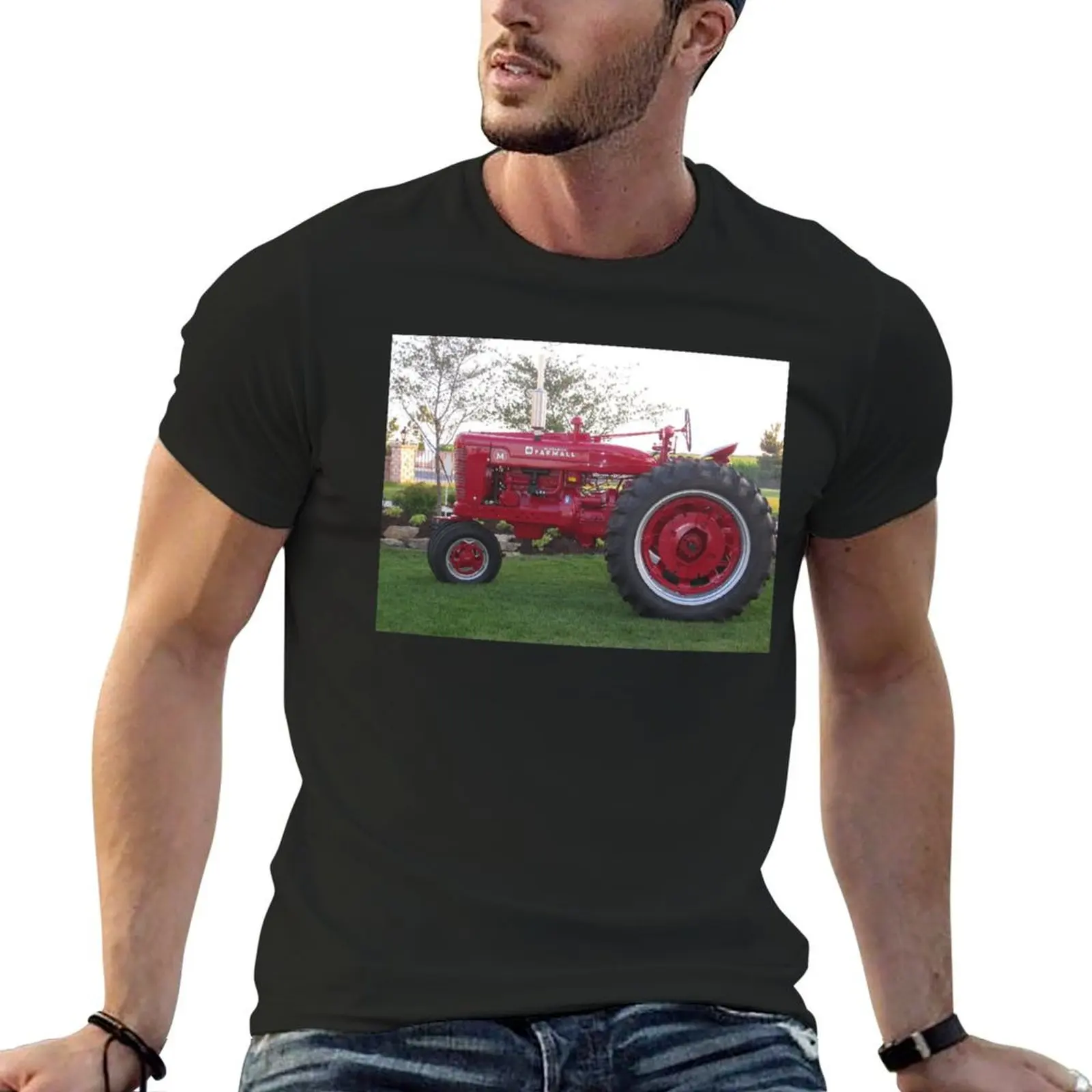 Farmall M Tractor Postcard T-Shirt animal prinfor boys blue archive blanks customizeds mens clothing