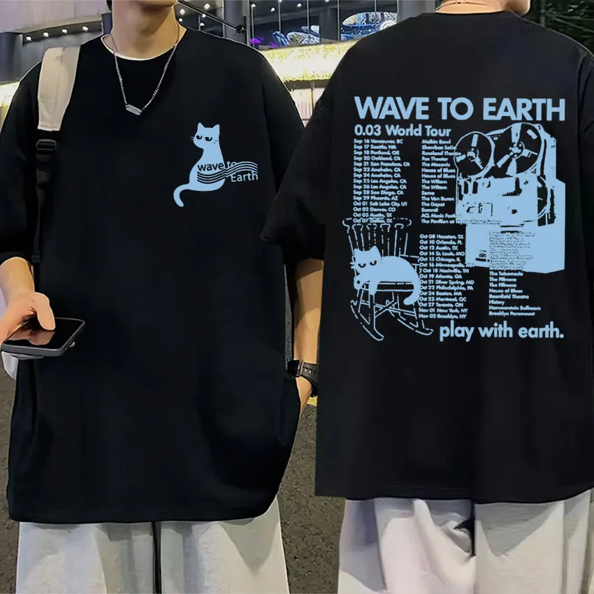 Wave To Earth Cat 0.03 World Tour New Album T Shirt Unisex Harajuku Fashion Aesthetic Tshirt Men Casual O-Neck Oversized T-shirt