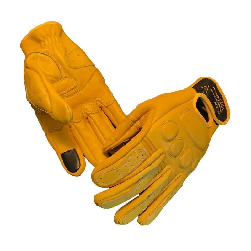 2025 Retro leather motorcycle gloves for year-round riding, perfect for bikers and outdoor adventures, touchscreen-friendly.