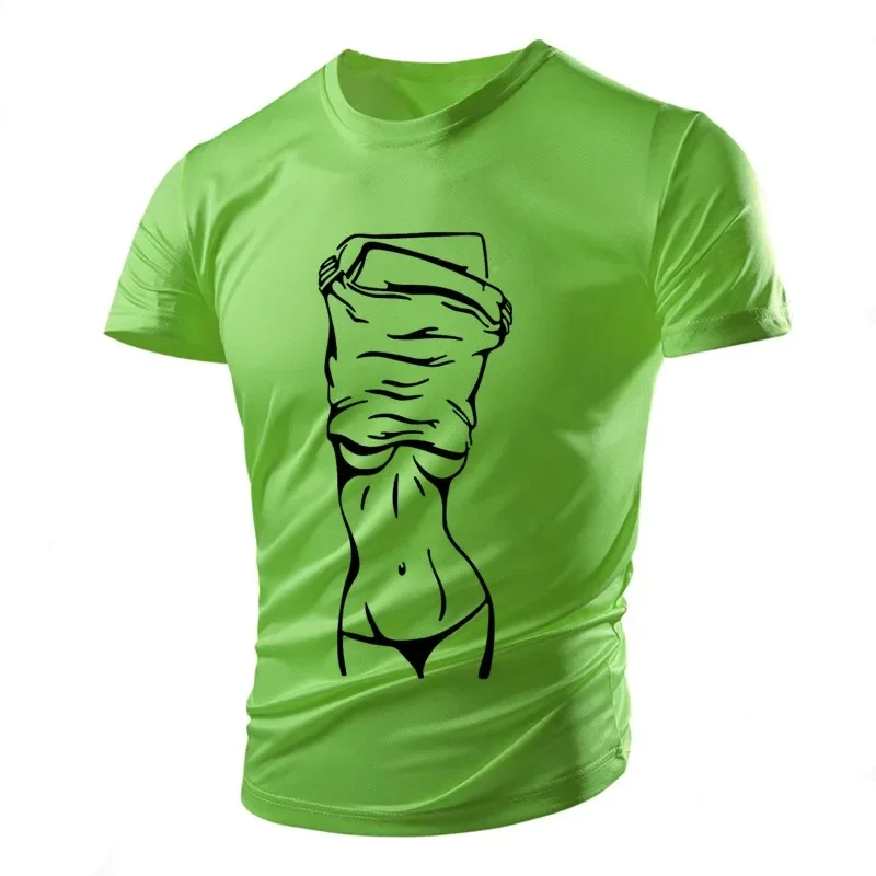 New Summer Funny Stripping Women's Casual Men's T-shirt Breathable Light Translucent Sports Quick-drying Short-sleeved