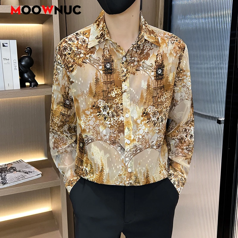 بلوزة رجالية للخريف ملابس رجالي قميص غير رسمي قميص عصري للربيع والشتاء فستان الشارع الشهير أنيق Hombre