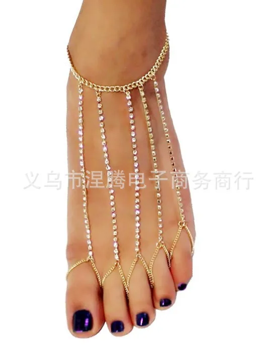 

F7 European fashion alloy rhinestone anklet, quality body chain jewelry for women's jewelry