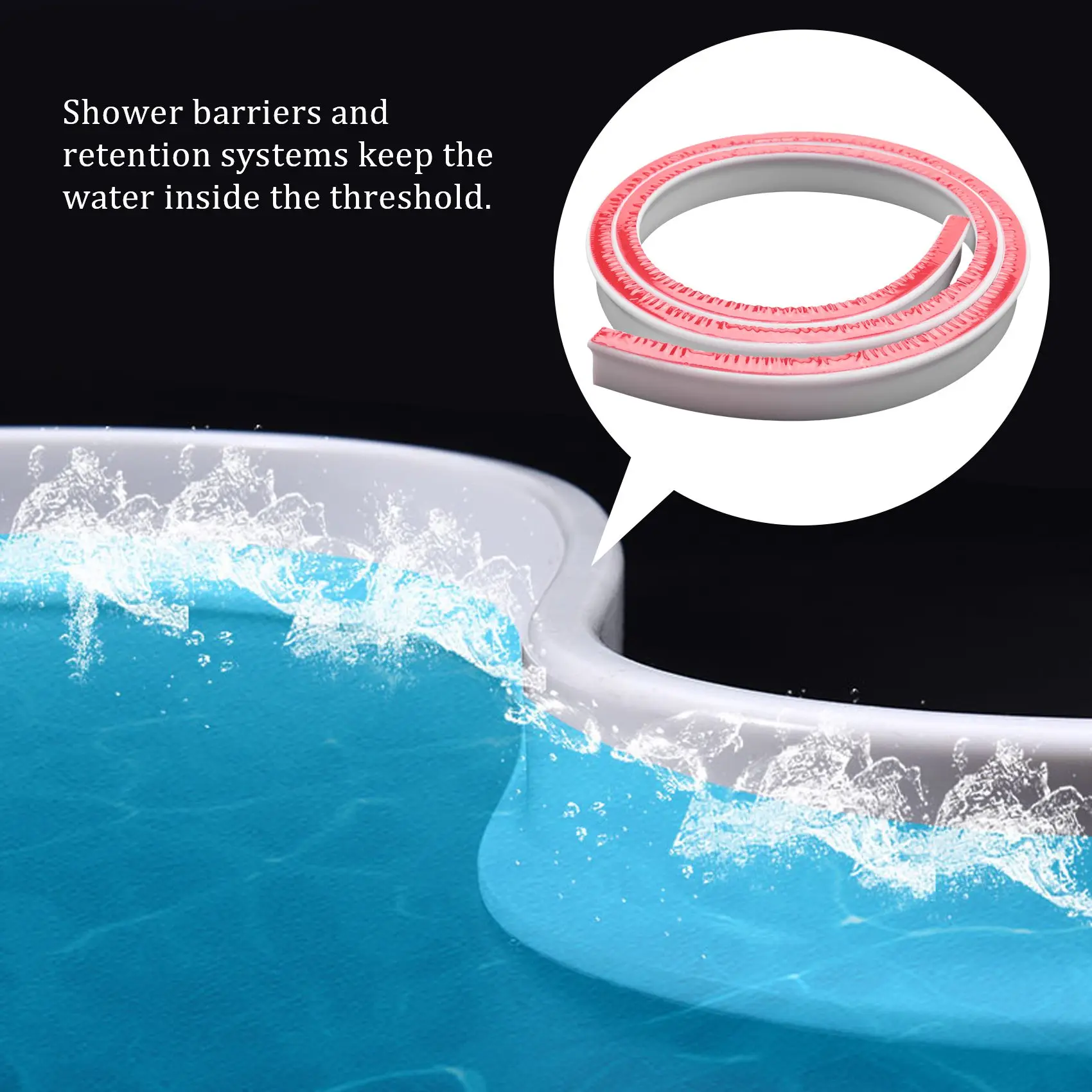 150cm Bathroom/Kitchen Shower Water Barrier Threshold Water Dam Retention System Floor Water Stopper Strip