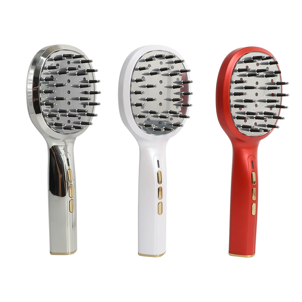 New Electric Massage Comb Blue Red Light Therapy Vibration Hair Massage Scalp Brush Negative Ion Spray Hair Growth Massager
