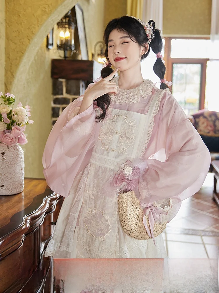 

Оригинальная кружевная юбка-накидка July Evening в стиле Ханьфу для женщин: модный, универсальный повседневный комплект