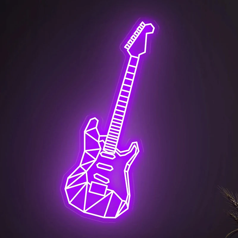 Guitar Neon Sign Rock Style Art Neon Led Light Night Lamp Custom for Children To The Room Birthday Gift Decor Neon Design