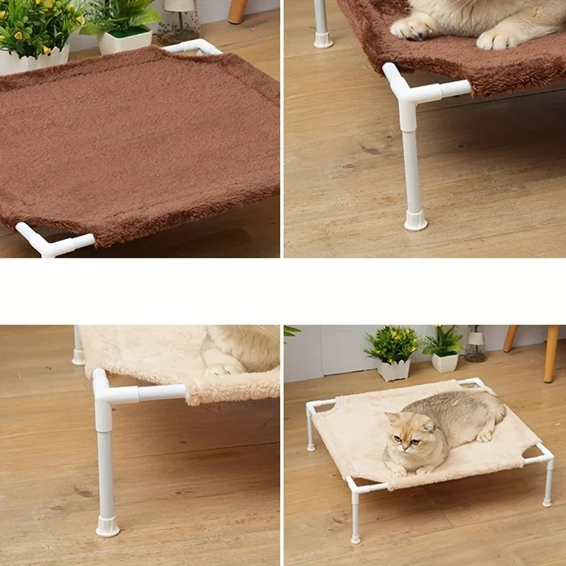 1pc Cat Marching Bed Suitable For Autumn And Winter Detachable And Washable Plush Cloth Cover Small Dog Pet Bed