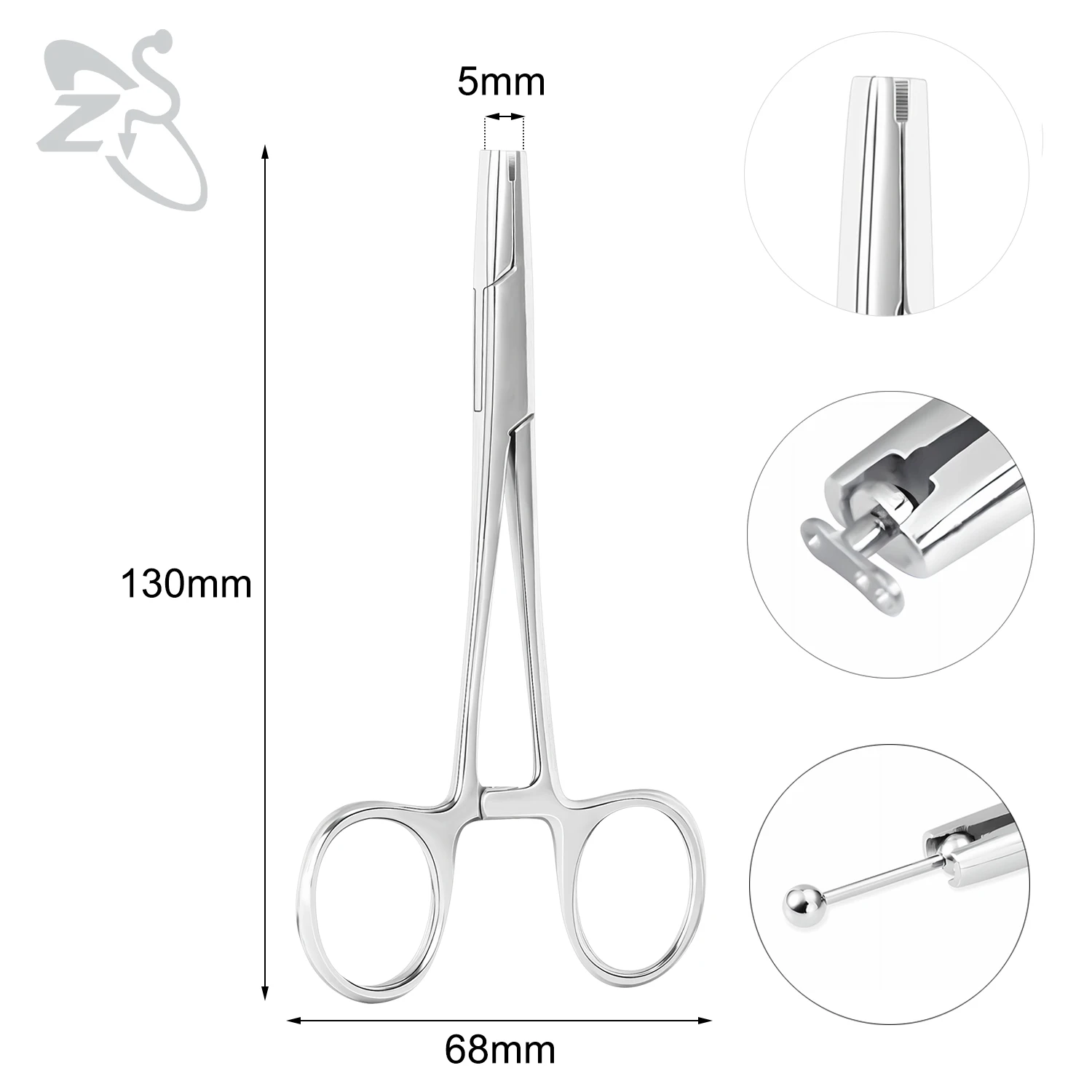 ZS 1PC Edelstahl Piercing Klemme Schlitz Locking Forcep Öffnung Piercing Zange Werkzeug für Ohr Lippe Bauch Nabel Zunge piercing