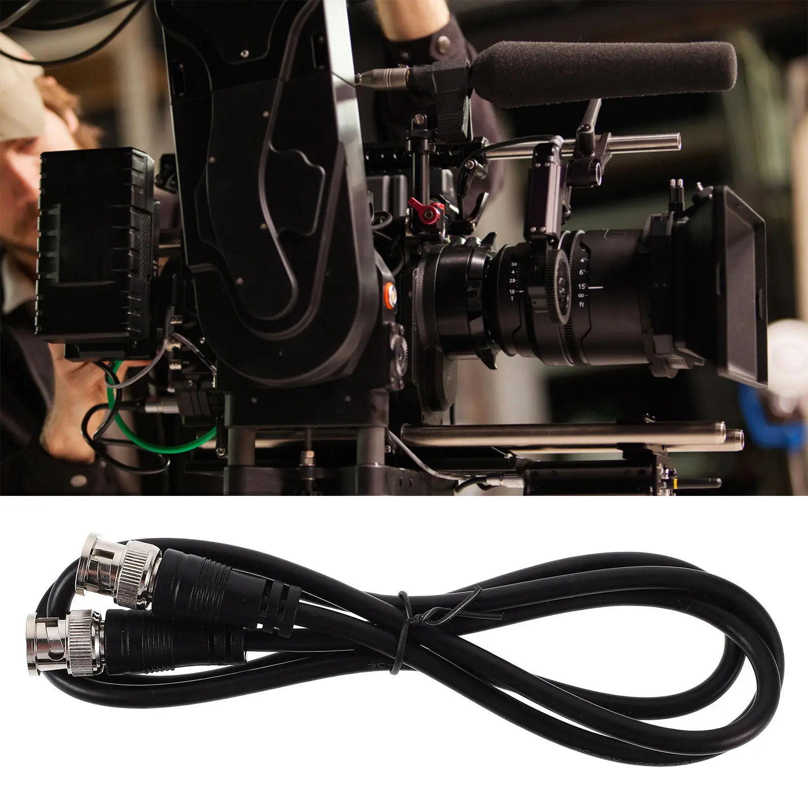 1M Bnc Male to Bnc Male Cable Premium Solid Copper Coaxial Extension Wire for Surveillance Cctv Dvr Security Camera Systems