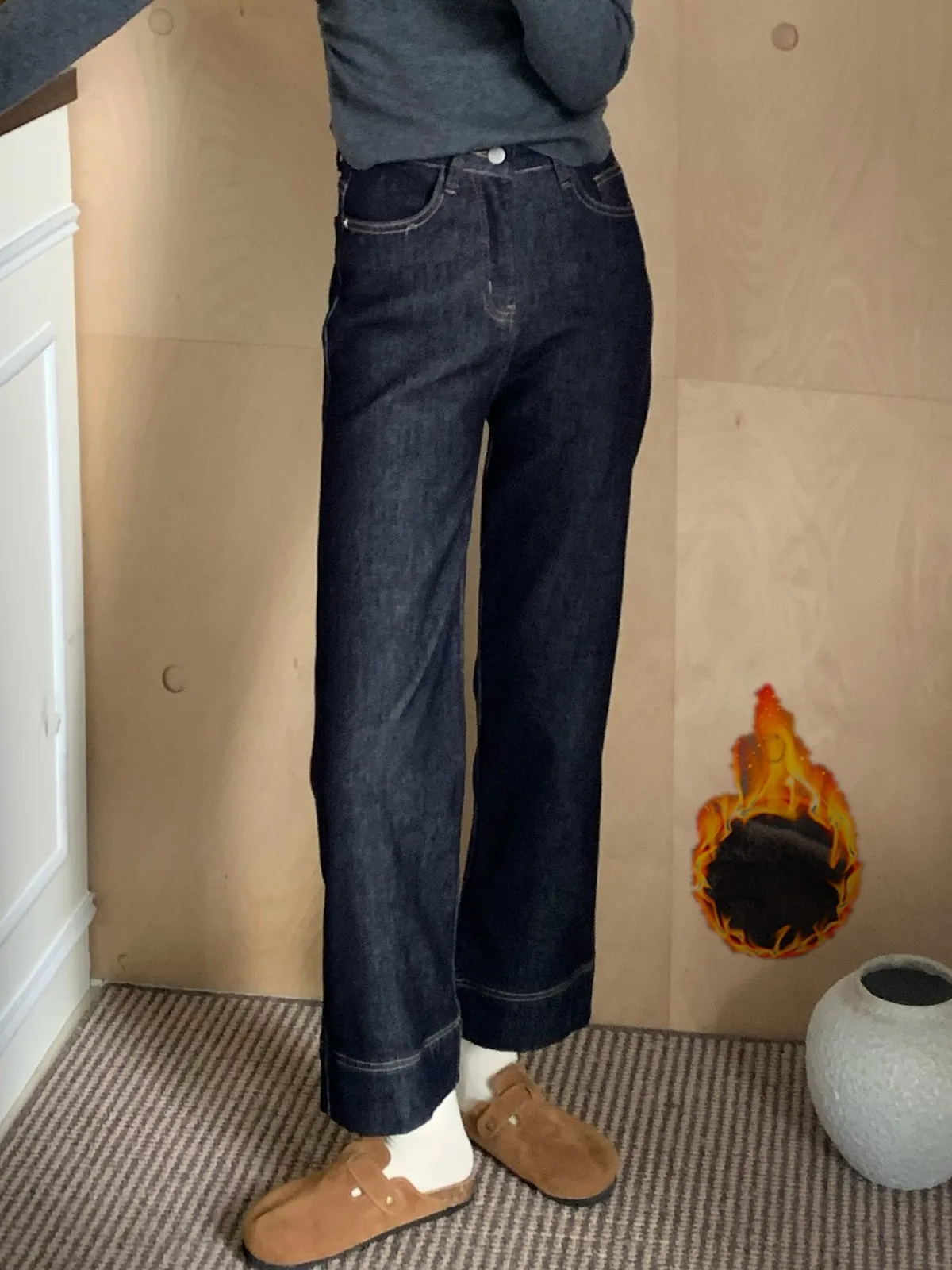 ZHISILAO Dicke Warme Knöchellangen Jeans Frauen Vintage Pelz Baumwolle Denim Hosen Streetwear Herbst Winter 2024