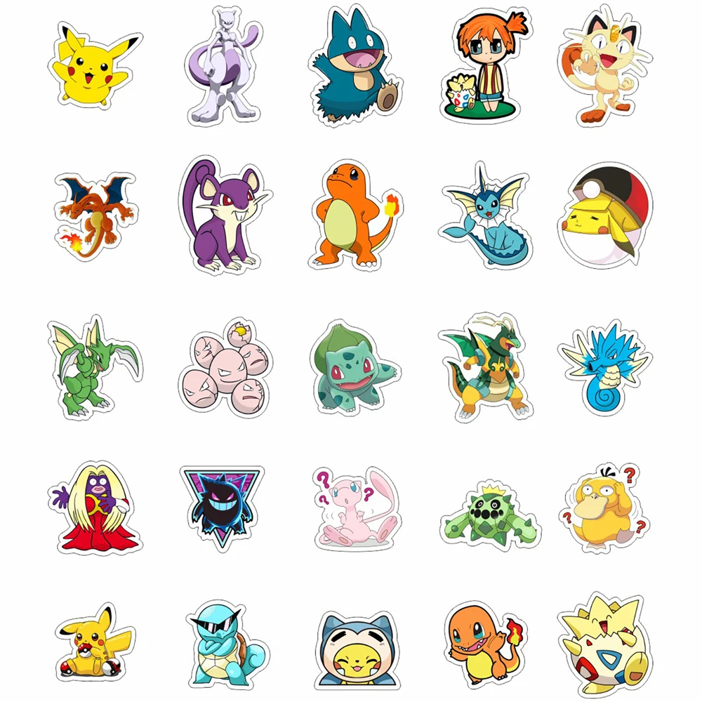 10/30/50pcs Anime Pokemon Cute Stickers Graffiti DIY Skateboard Guitar Luggage Kawaii Cartoon Decoration Sticker Fun Classic Toy