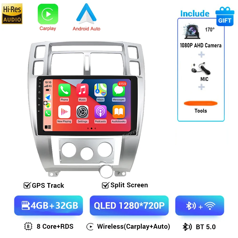 Android 16 Autoradio voor Hyundai Tucson 2004-2013 Multimedia Video Player Navigatie 2 Din DVD Head Unit Stereo Carplay luidsprekers