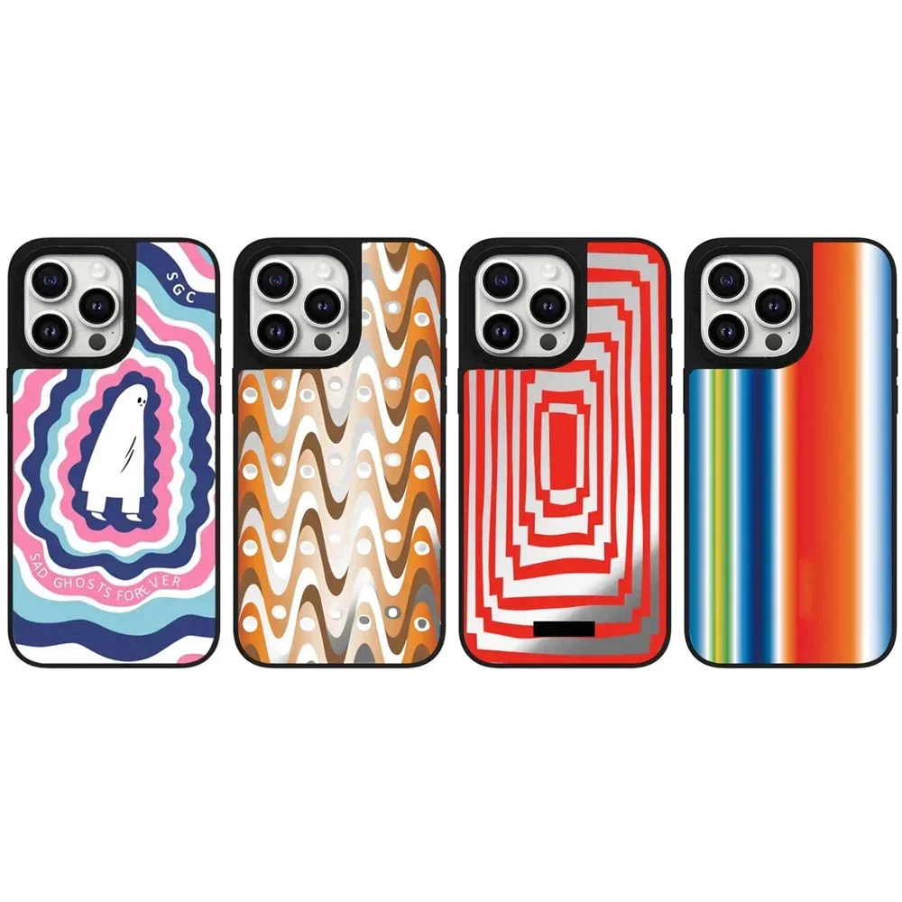 

Creative Lines Mirror Magnetic Phone Case Cover for IPhone 11 12 13 14 15 16 Pro Max Case for 16 Pro Max