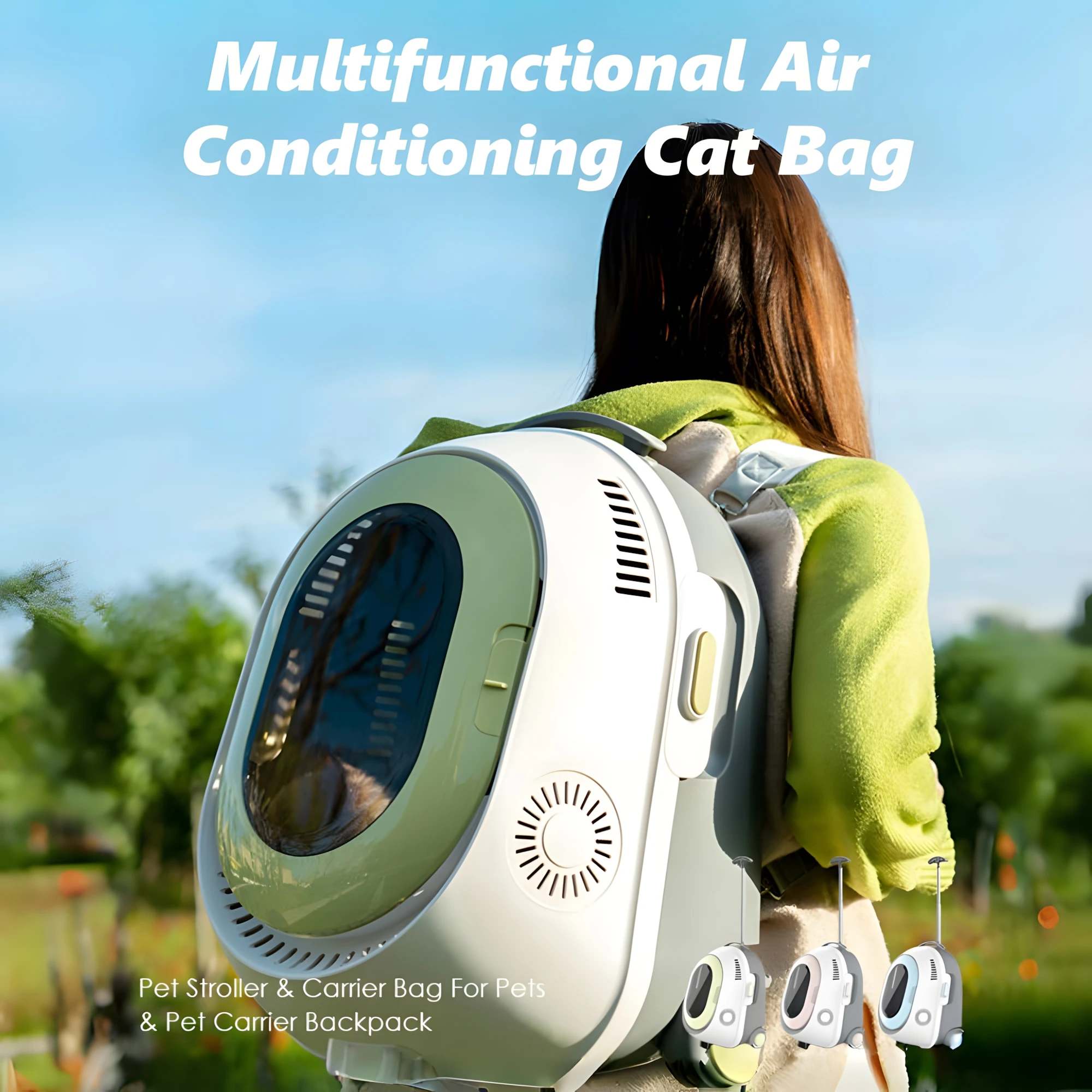 

Multi-Functional Cat Carrier Bag Suitcase Air Conditioning Cat Bag Portable Pet Backpack for Outing Cat Carrier with Inbuilt Fan