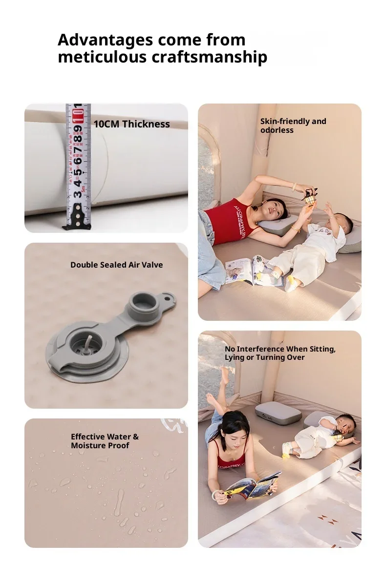 Lohascamping Luftmatratze Kompaktes Klappbett Camping-Zeltmatte für 1-2 Personen Aufblasbare Matte 10cm Dick Schlafmatte – Detail 3