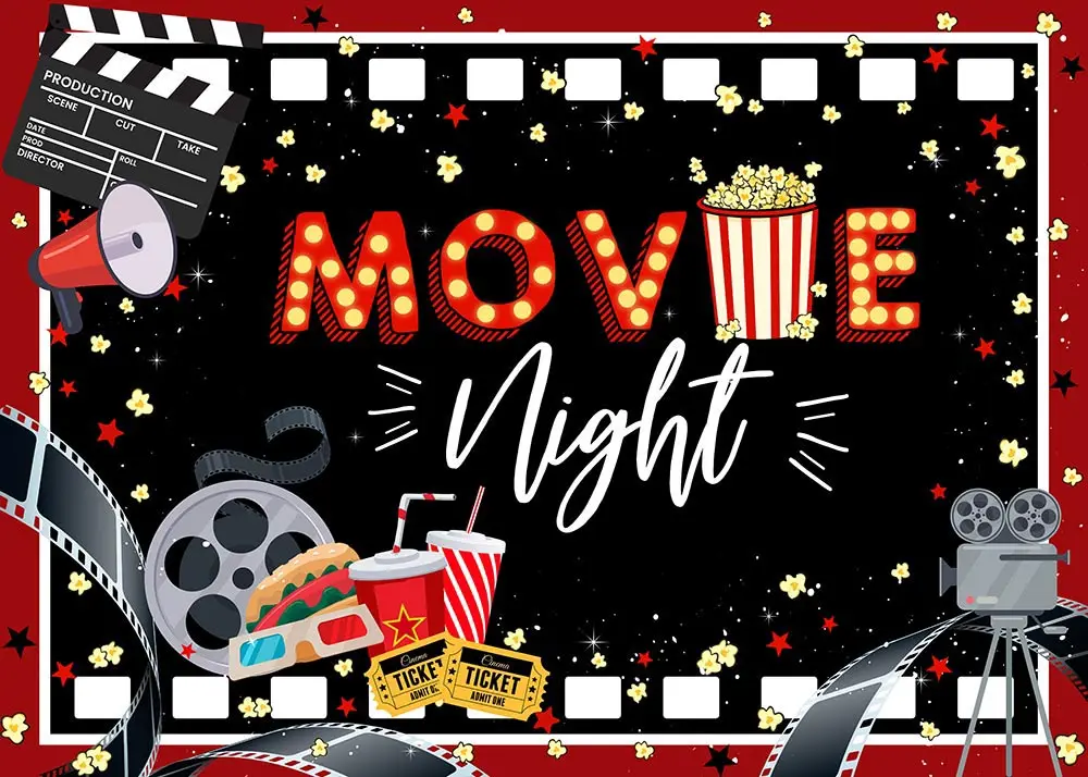 Pop Corn Movie Night alfombra roja, gran Show Camera Action Now, Fondo de foto personalizado, Banner de fondo de vinilo, 7x5 pies, 220cm x 150cm