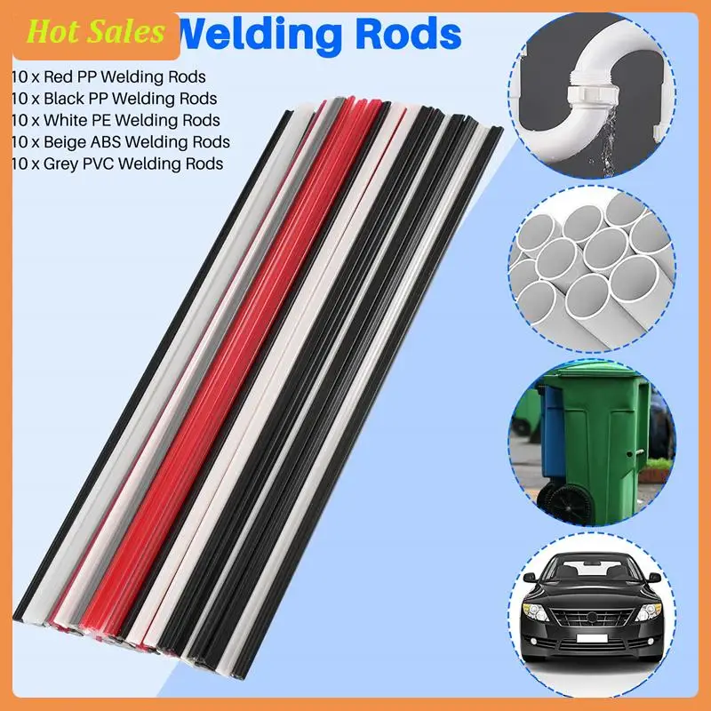 

AA05 50PCS Plastic Welding Rods - PP/PVC/PE Plastic Welder Rods For Hot Air Tools 10 Inch (Each Color 10PCS)
