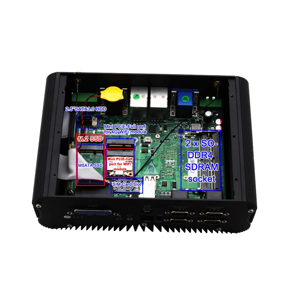 6-COM Fanless Industrial Box PC Core i7-1195G7 i5 1135G7 Dual 2.5G LAN Windows 10 Linux Computer industriale compatto GPIO 4G SIM