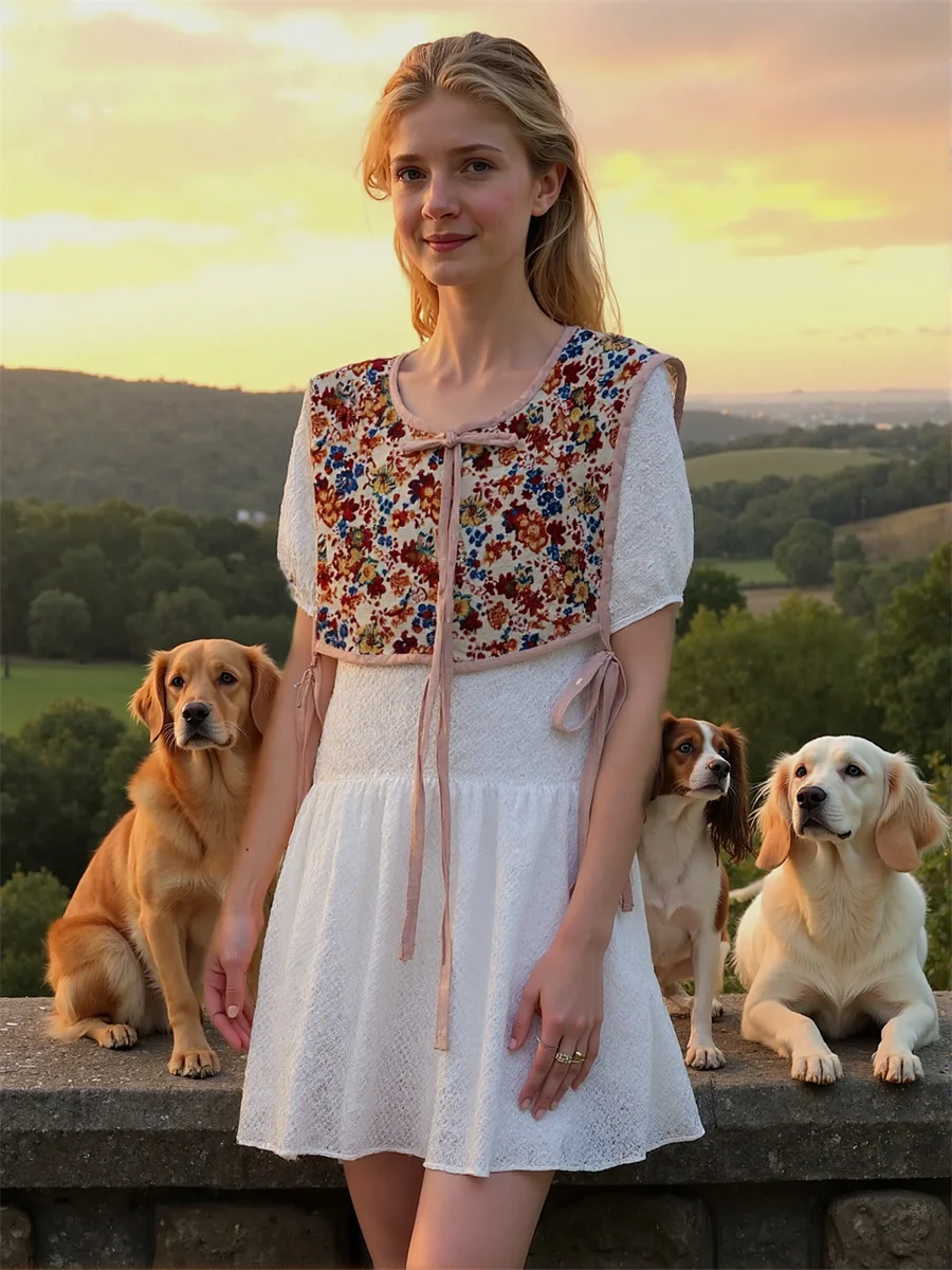 

Embroidery Lace-Up Vests For Girl Waistcoats Clothes Women Winter Quilted Cinching Hiking Tactical Functional Multi-Functional