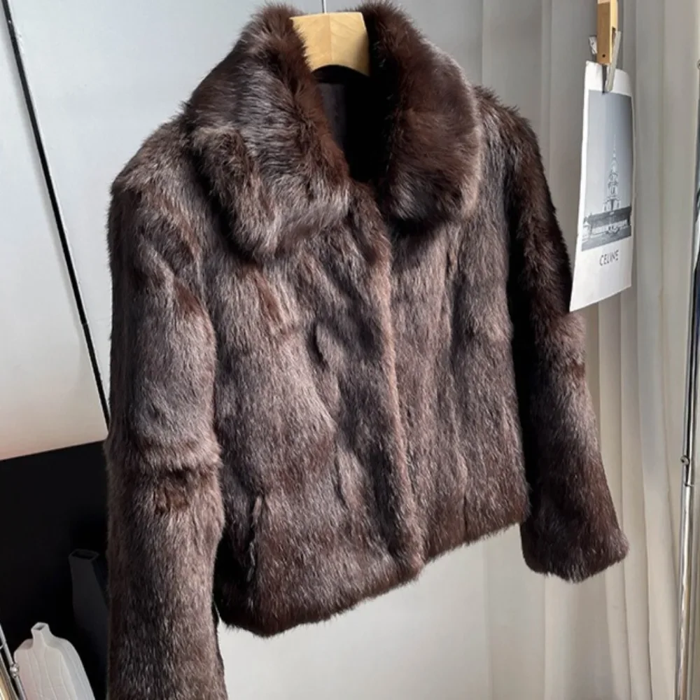 Femmes manteau de fourrure de lapin naturel nouveau automne hiver femme vraie fourrure 2025 cuir véritable et fourrure vêtements pour femmes vêtements d'extérieur dame veste