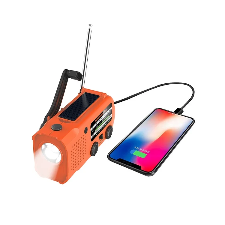 Camping AM FM SOS NOAA rechargeable Solar Emergency Radio Hand Crank Portable Radio with Torch Phone Charger