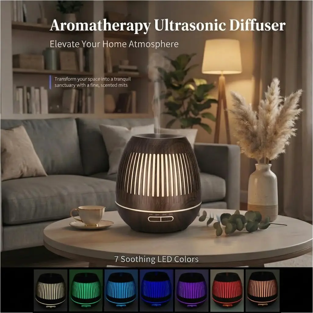 Essential Oil Diffuser for Home 400ml Aromatherapy Diffuser Humidifier with Remote Control Quiet Ultrasonic Mist Air for Bedroom