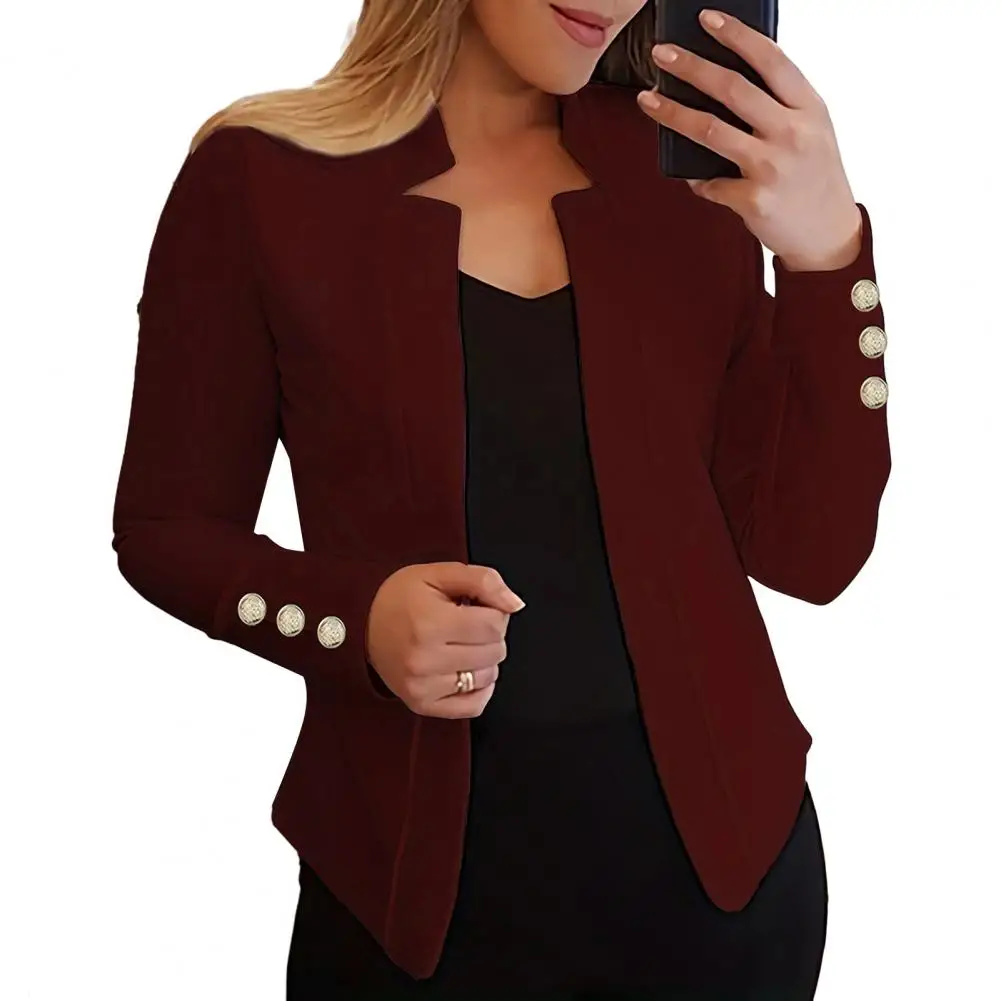 Fashion Autumn Blazer Solid Color Lightweight Women Open Front Casual Jacket Blazer Women Blazer Streetwear