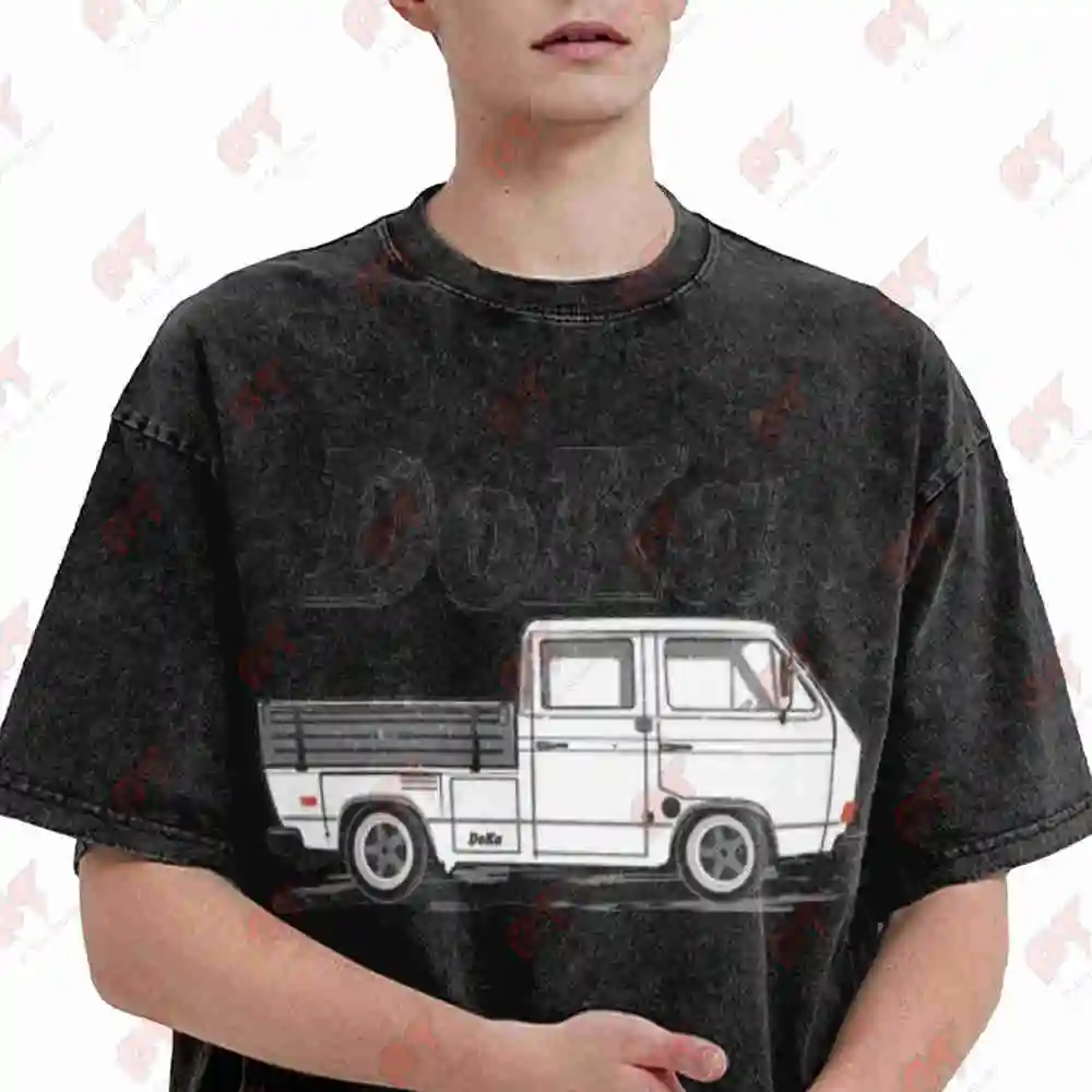 T3 Doka Double Cab Pickup Truck Vintage Washed Tee Pure Cotton T-Shirt